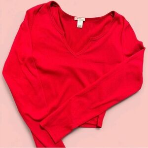 Red V Neck Longsleeve